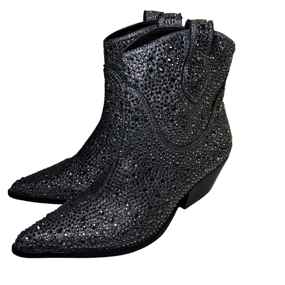 Jessica Simpson embellished western ankle booties‎ charcoal gray size 8